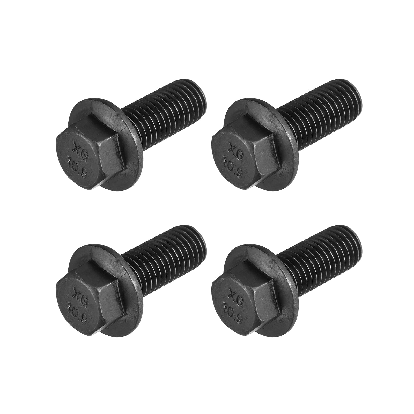 METALLIXITY Flanged Hex Head Bolts (M14x35mm) 4pcs, Hexagon Serrated Flange Bolt Fully Thread Screw - for House Construction Hardware Fasteners