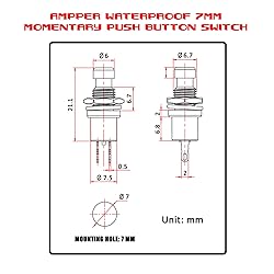 Ampper Mini Push Button Momentary Switches, 2 Pin