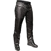 MILWAUKEE MOTORCYCLE CLOTHING CO. Men’s Branson Black Premium Leather Biker Lined Pants – 5-Pocket MMC50000