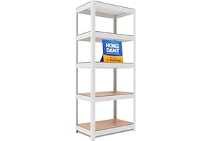 HOMEDANT 5 Tier Laminated Boltless Heavy Duty Garage Storage Adjustable Wide Size Metal Shelving Unit (1, (Shelf-W). 24.4" Wx