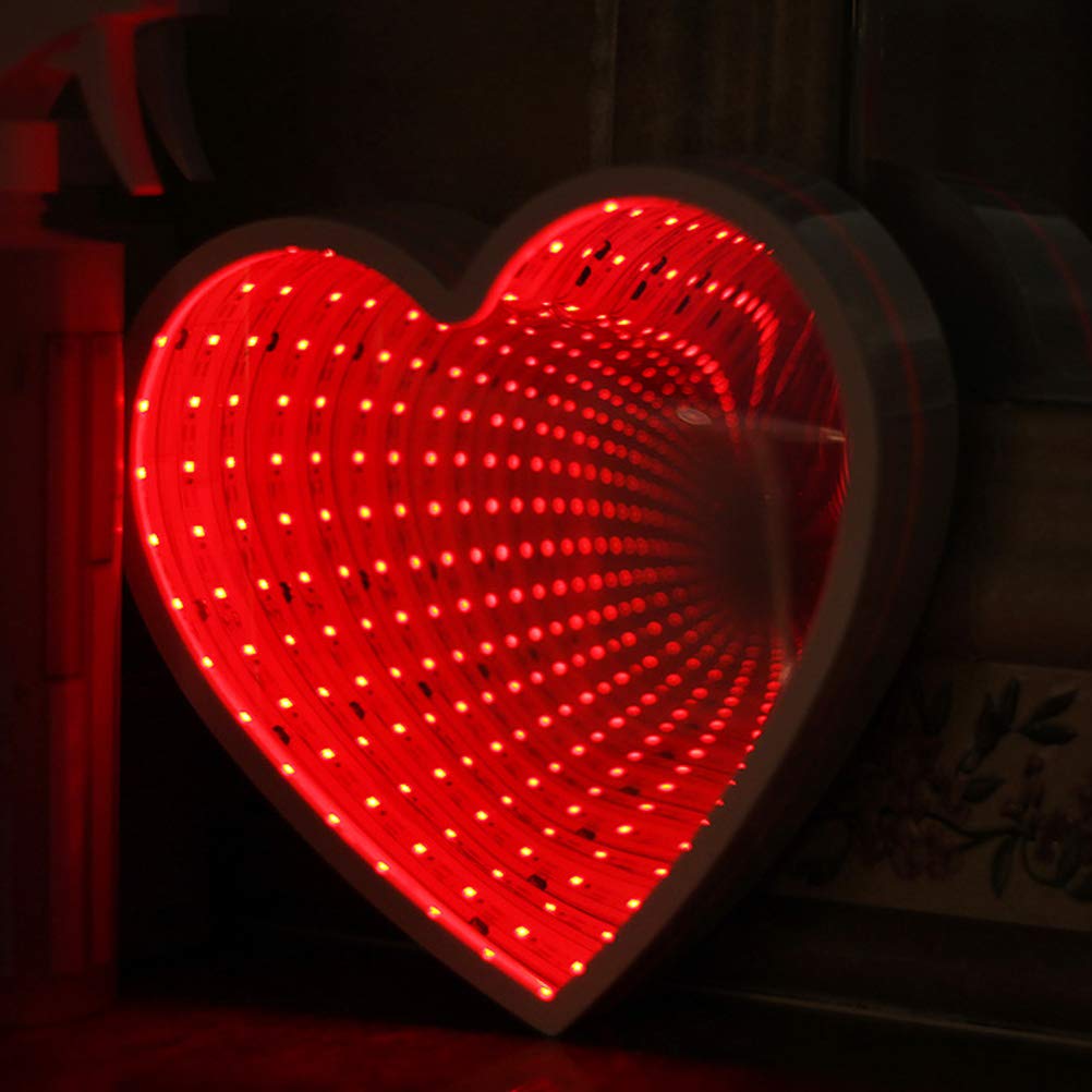Tunnel Light 3D Mirror Light Infinity Mirror Cute Heart Wall Decor Lights for Christmas Party Room Wedding Decor