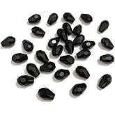 LIMAOLLY 100 Pieces Black Crystal Glass Beads Teardrop Vertical Hole Faceted Shape Crystal Spacer Beads for Jewelry Making DIY Bracelet Necklaces Pendant Handmade Decorations (Black, 8x12mm)