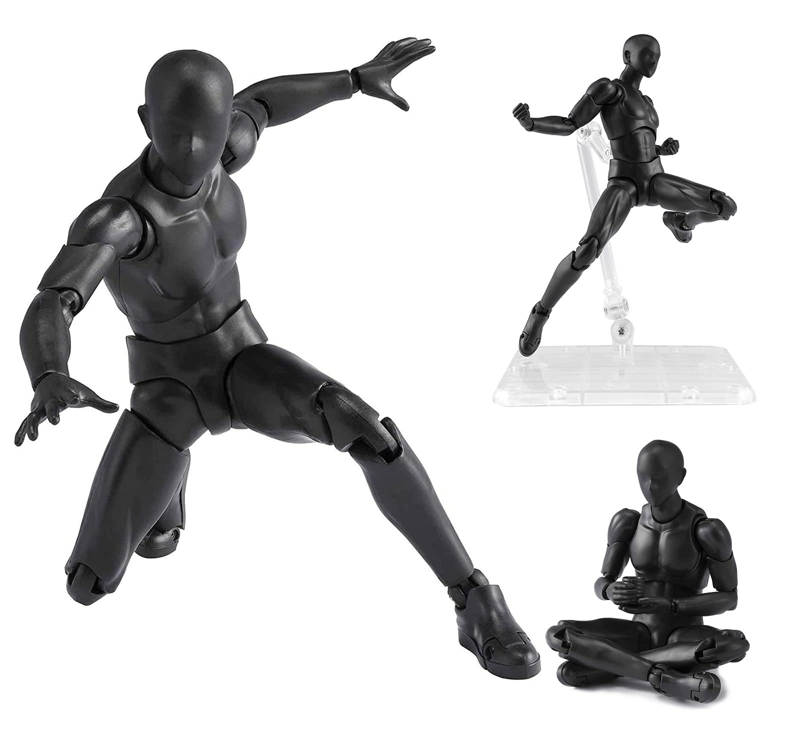 Photo 1 of Haniforever Artists Manikin Art Mannequin Figures Supplies Drawing Tools,Small Drawing Figure Model for Sketching,Painting,Action Figure Set(Black,Male)