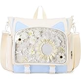 TINYAT Kawaii Ita Bag Backpack Cute Backpack for Women Men Pin Display Bag Aesthetic Cat Ita Daypack Crossbody for Anime Y2K