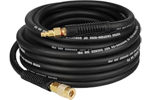 YOTOO Hybrid Air Hose 3/8-Inch by 50-Feet 300 PSI Heavy Duty, Lightweight, Kink Resistant, All-Weather Flexibility with 1/4-Inch Industrial Quick Coupler Fittings, Bend Restrictors, Black