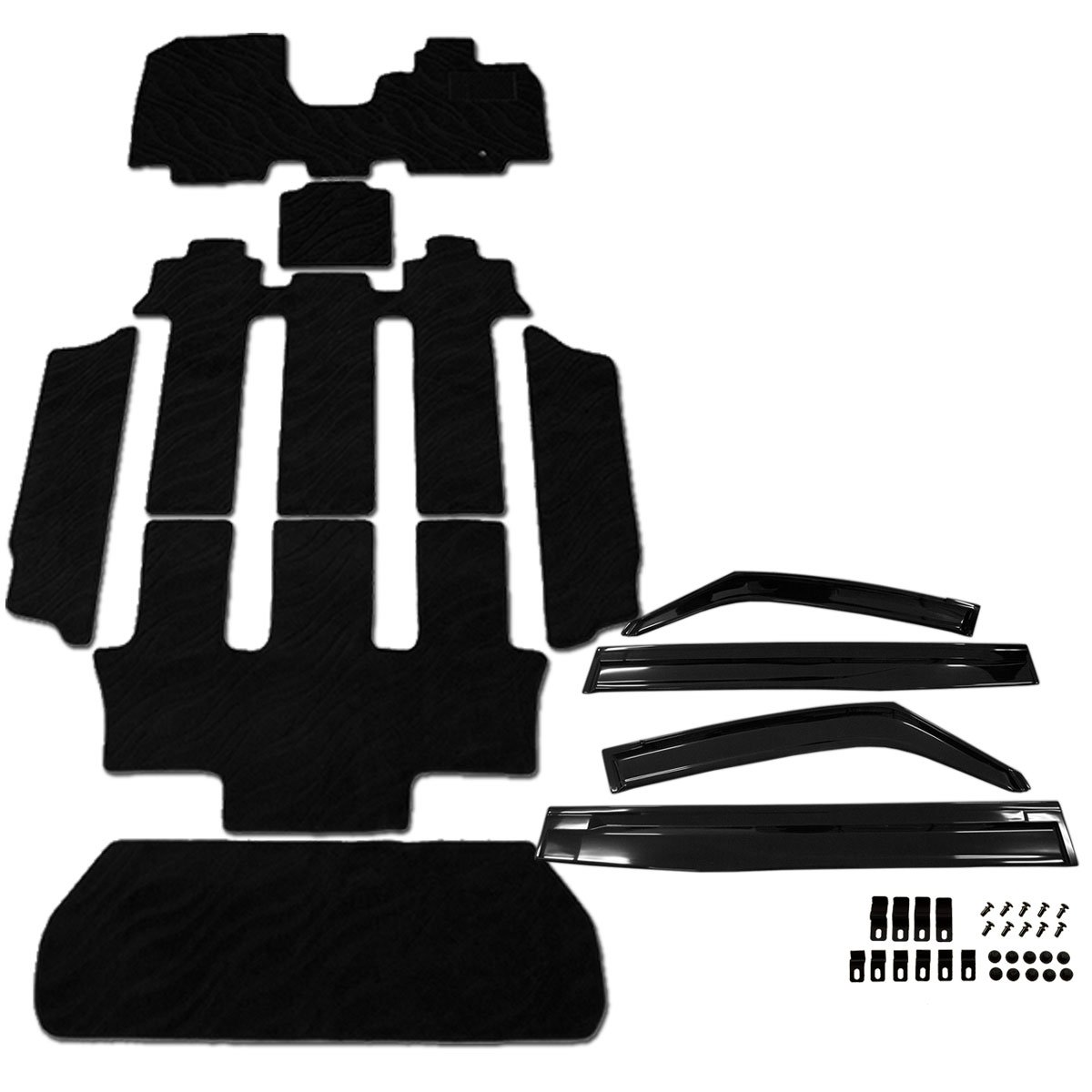 保証書付 D Iプランニング カー用品 フロアマット ラゲッジマット ステップマット サイドバイザー セット 8人乗り用 ホンダ ステップワゴン ステップワゴンスパーダ Rp系 車用 カーマット 織柄黒 B010oy0ruo ガソリン車 8人乗り 織柄黒 織柄黒 ガソリン車