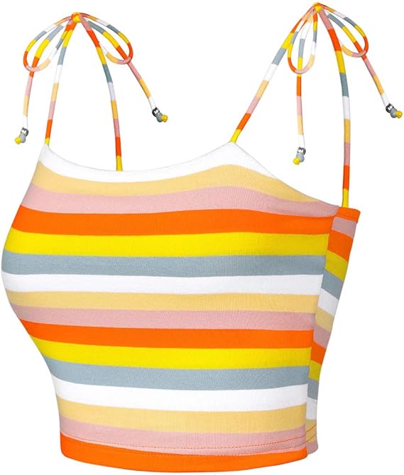 yellow and white striped tube top