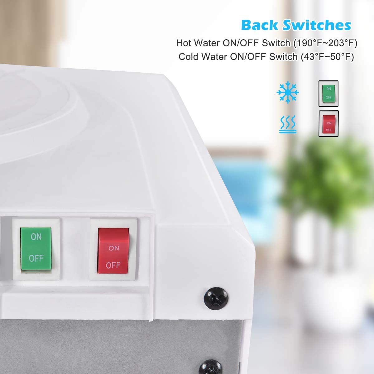 COSTWAY Water Cooler Dispenser for 35 Gallon Bottle, Top Loading Hot