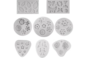 JOJOCY 8Pcs Flower Clay Molds Cake Decoration Molds Rose Daisy Sunflower Silicone Mold for Polymer Clay Candy Chocolate Making and DIY Gummy Sugar Crafts