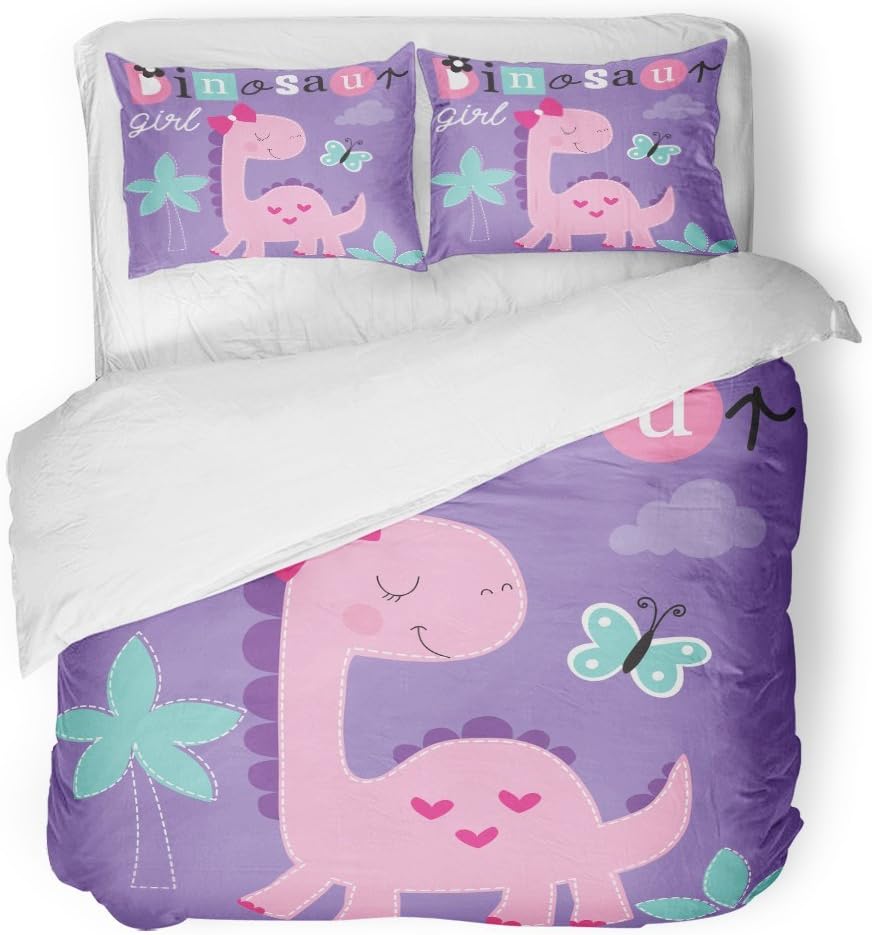 pink dinosaur bedding