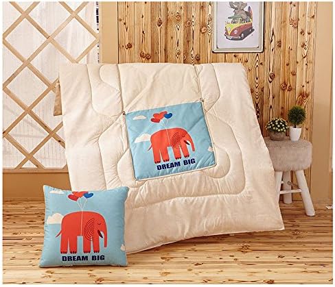 NATURETY 2 in 1 Bed Quilt and Cushion,Throw Blanket and Throw Pillow (Elephant)