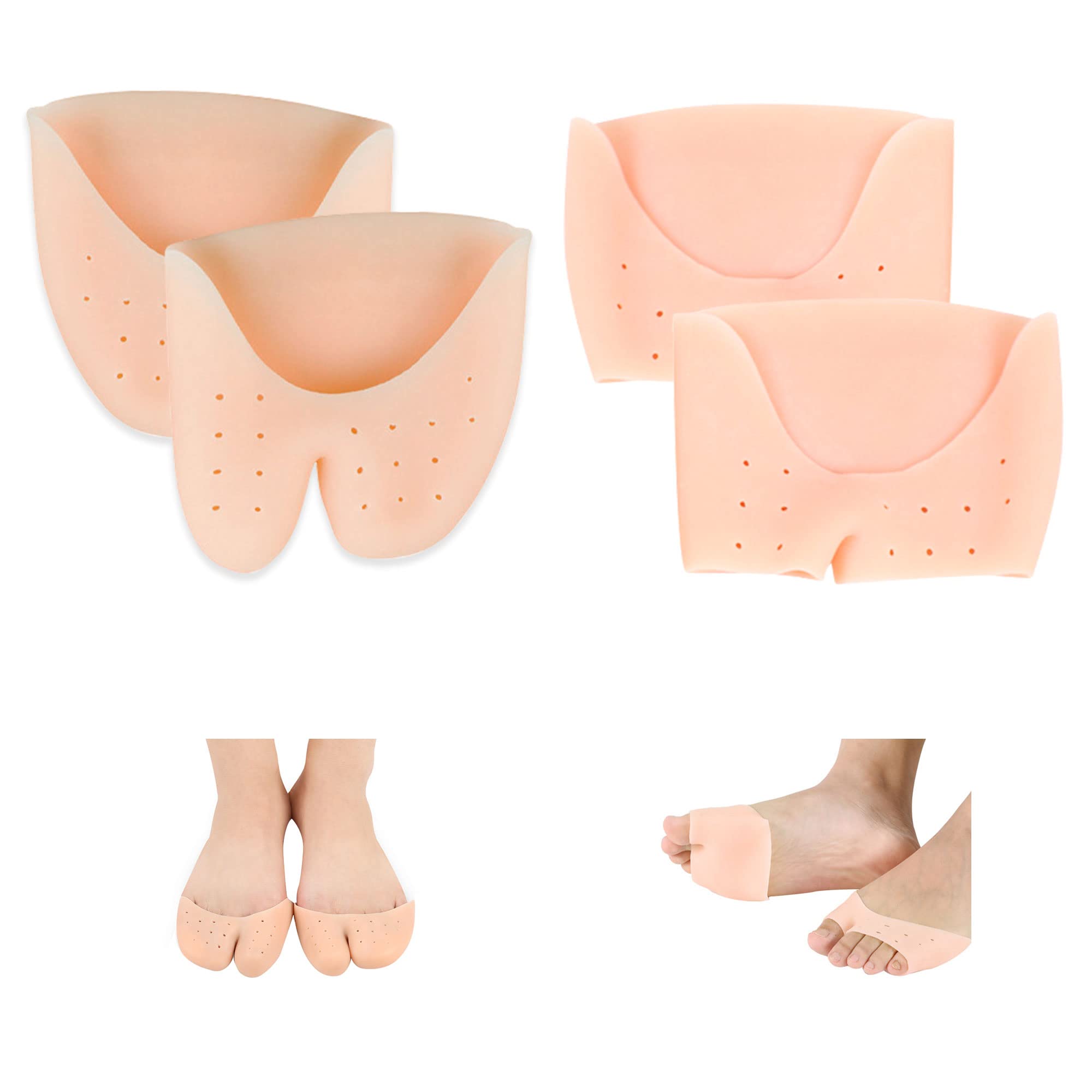 Photo 1 of 2 Pairs Gel Toe Caps Protectors Silicone Toe Sleeves Metatarsal Pads Ball of Foot Cushion Soft Forefoot Cushioning for Men Women Toe Sleeves Guards for Pain Relief