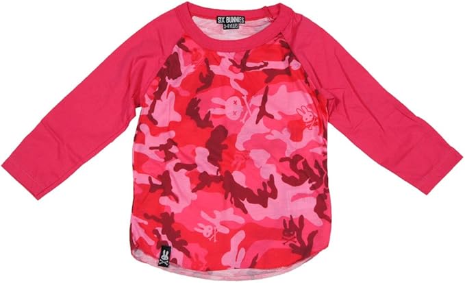 Amazon 100cm 110cm Six Bunnies キッズ ｔシャツ 長袖 迷彩 ピンク 子供服 子ども服 男の子 女の子 カモフラージュ ロンt トップス かっこいい かわいい シックスバニーズ Tシャツ カットソー 通販