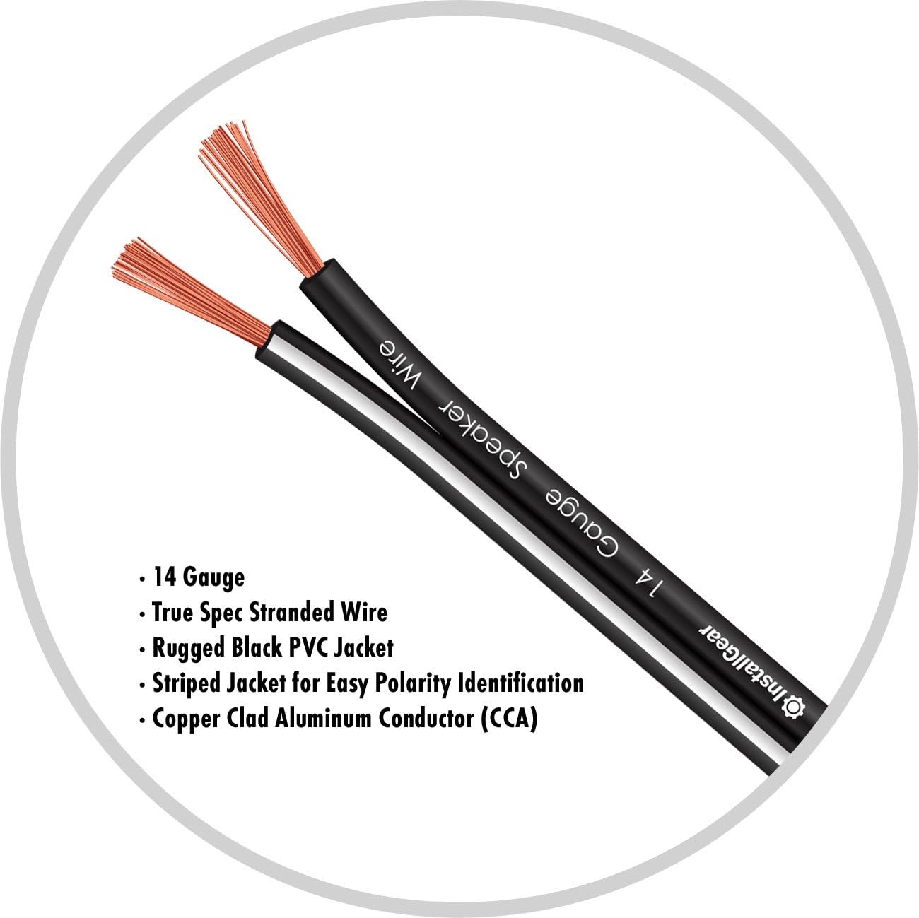 Amazon Com Installgear 14 Gauge Awg 100ft Speaker Wire Cable Black Automotive