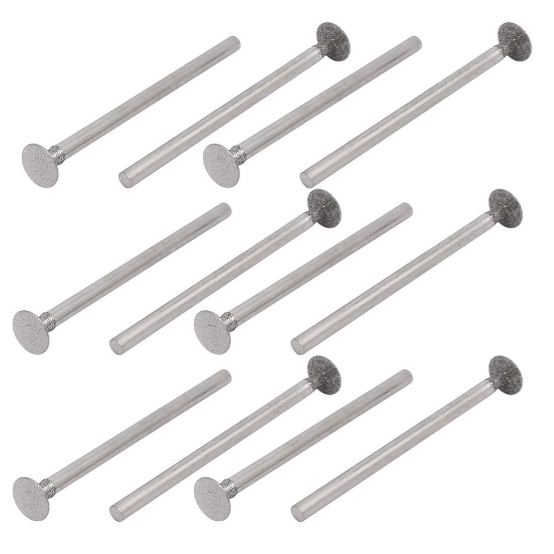 Sourcingmap 2.35mmx6mm Diamond Coated Disc Shape Head Grinding Mandrel Mounted Points 12pcs