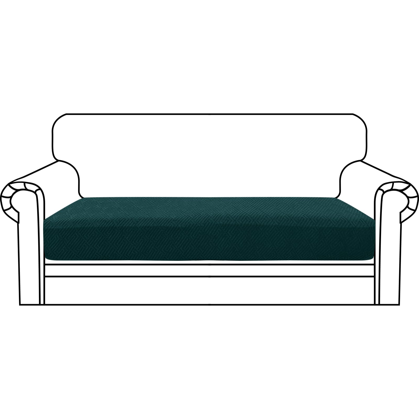 CHELZEN Super Stretch Sofa Seat Cushion Cover, Fitted Sofa Cushion Slipcovers, Soft Couch Cushion Covers, Furniture Protector with Elastic Bottom (2 Seater, Blackish Green)