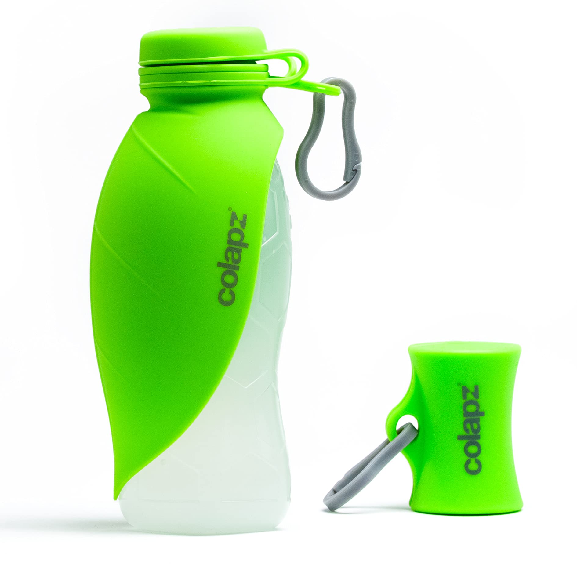 Colapz Dog Water Bottle 570ml – Foldable Travel Bottle with Built-In Bowl for Dogs – Portable BPA-Free Silicone Pet Drinking & Feeding Container – Green