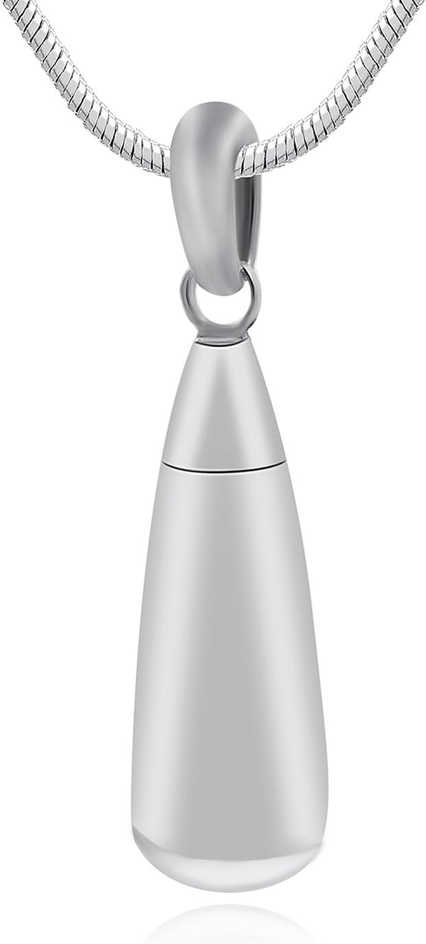 Hufan Tear Drop Keepsake Urn Necklace for Human Ashes Stainless Steel Jewelry