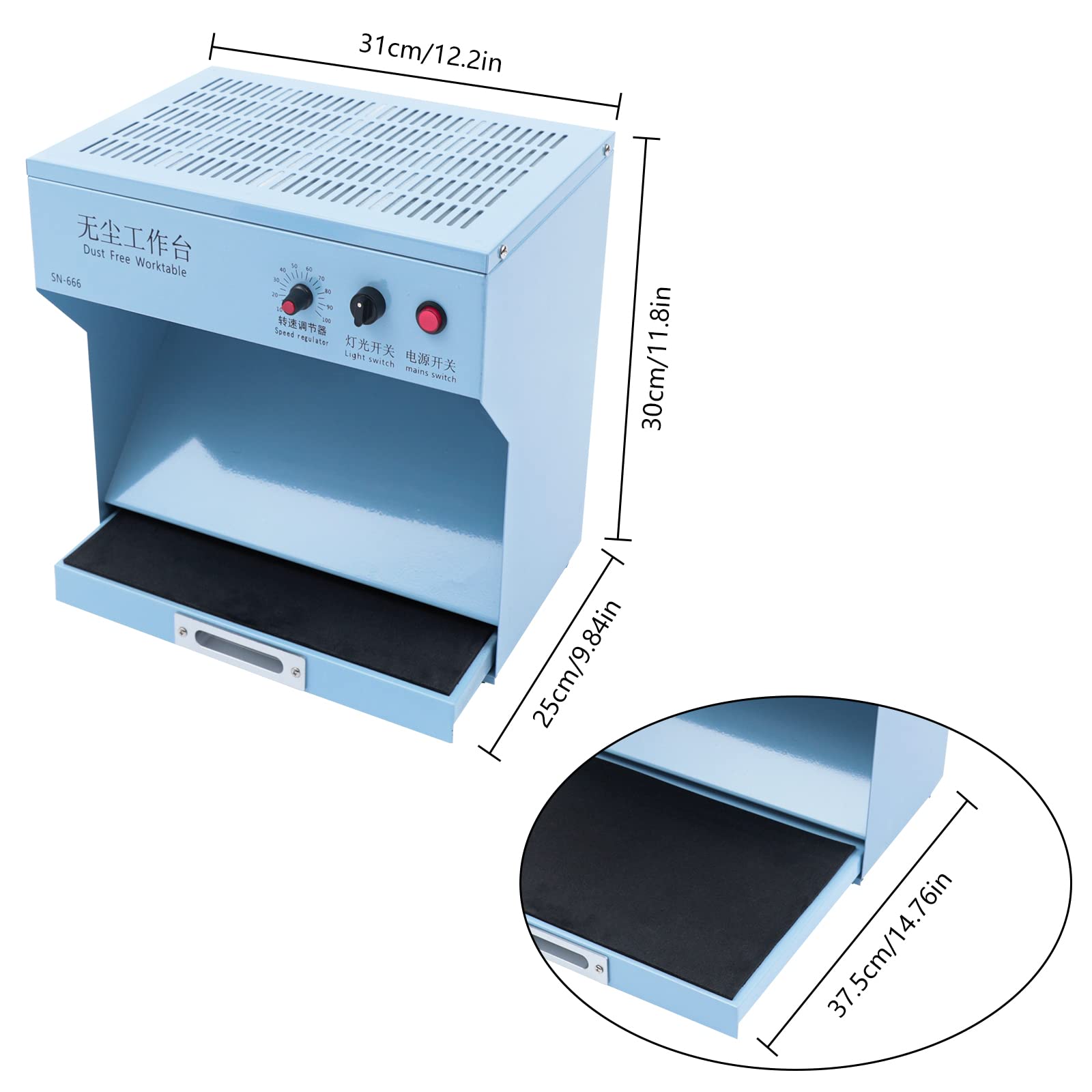 thumbnail image 2 of TECHTONGDA 110V Laminar Flow Hood – Clean Bench With HEPA Filter, 99.99% Dust Free For Lab Or Phone Repair 2 of 4