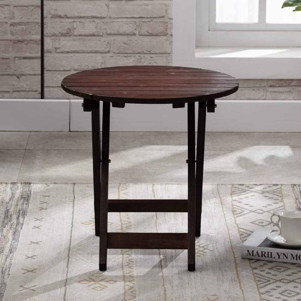 B&Z KD-41N Adirondack Round Portable Outdoor Folding Side Table Rustic Brown : Garden & Outdoor