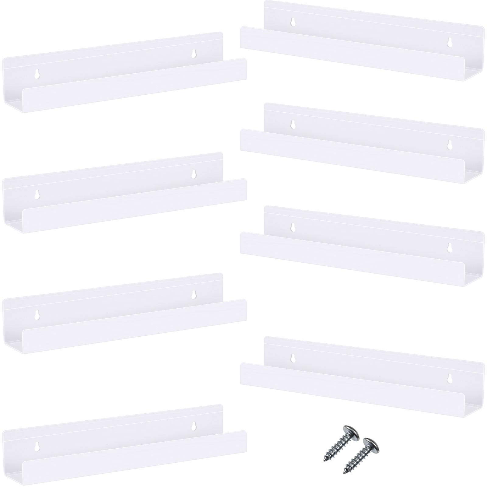 Photo 1 of *** used missing parts***Blulu 8 Packs 14 Inch Acrylic Floating Shelf Wall Mounted Invisible Acrylic Shelf Ledge Floating Bookshelf for Living Room Office Bedroom Bathroom Kitchen Decoration Space Save (White)