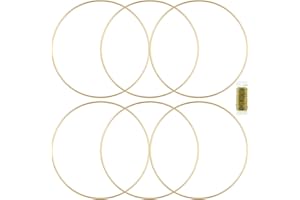 MJRASG 6 Pack Metal Rings for Crafts 22 Inches Macrame Rings Dream Catcher Supplies Floral Hoop Centerpieces Circle Centerpieces for Wedding Table Metal Circle Hoops for Crafts DIY Wreath Candle Rings, Gold