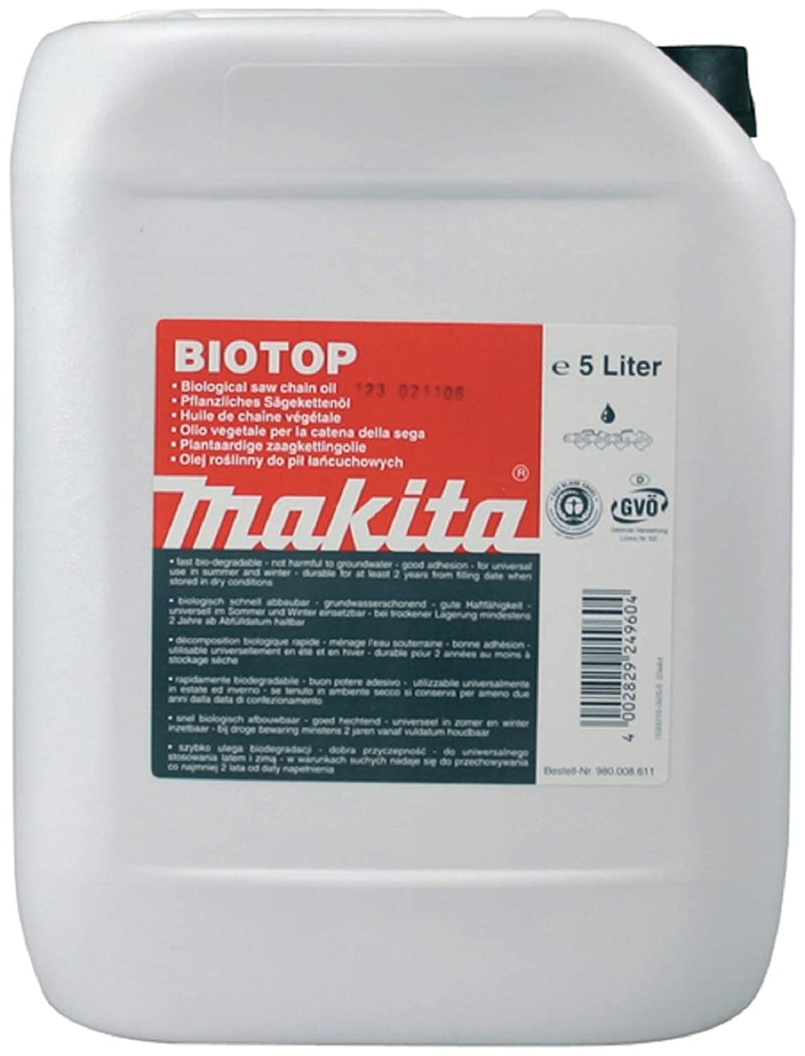 Makita 980008611 5 Litre Bio Top Chain Oil - Multi-Colour