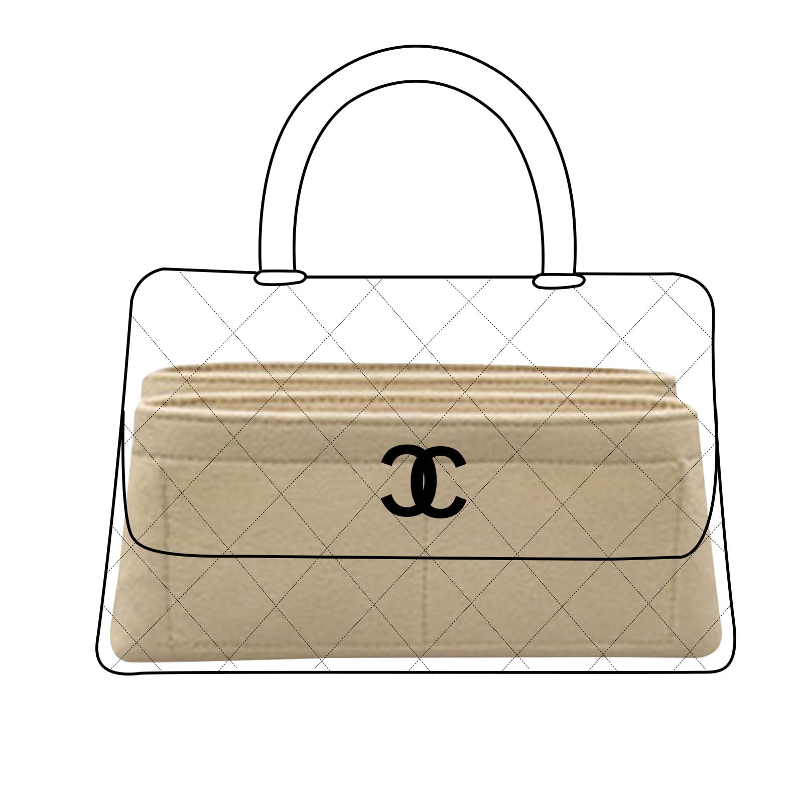 Lckaey bag organizer insert for coco chanel Handbag Felt Organizer bag coco plant insert Y080Khaki-S