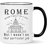 WENSSY Rome Wasn't Built in a Day Mug, Construction Workers Gifts, Gifts for Coworker, Project Engineer, Foreman, Builder, Manager, Christmas Birthday Gifts for Boss 11 OZ Black Handle
