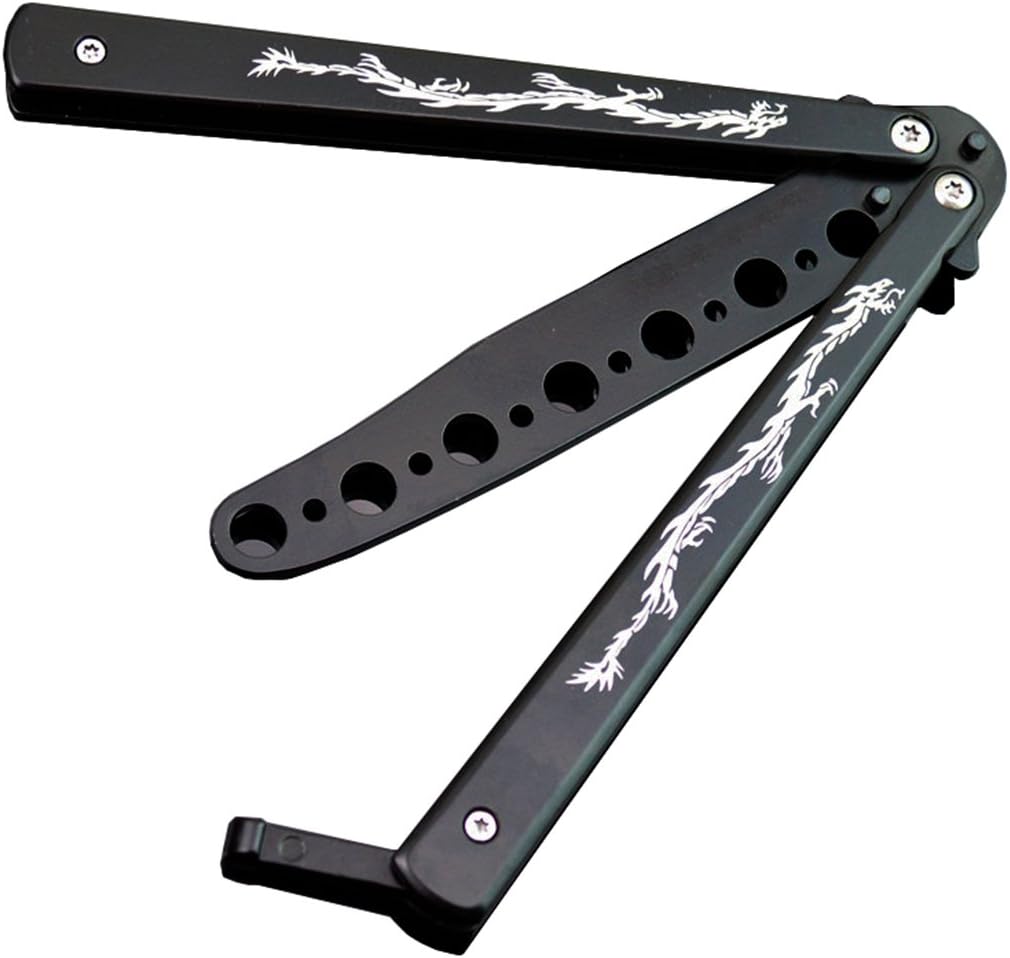 Yimai Dragon Laser Engraving Pattern Stainless Steel Balisong Butterfly Training Knife