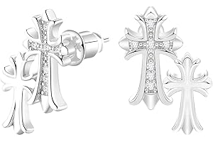 Warshion Gold Cross Earrings for Women 14K Gold Double Piercing Cross Earrings Diamond Stud Earring