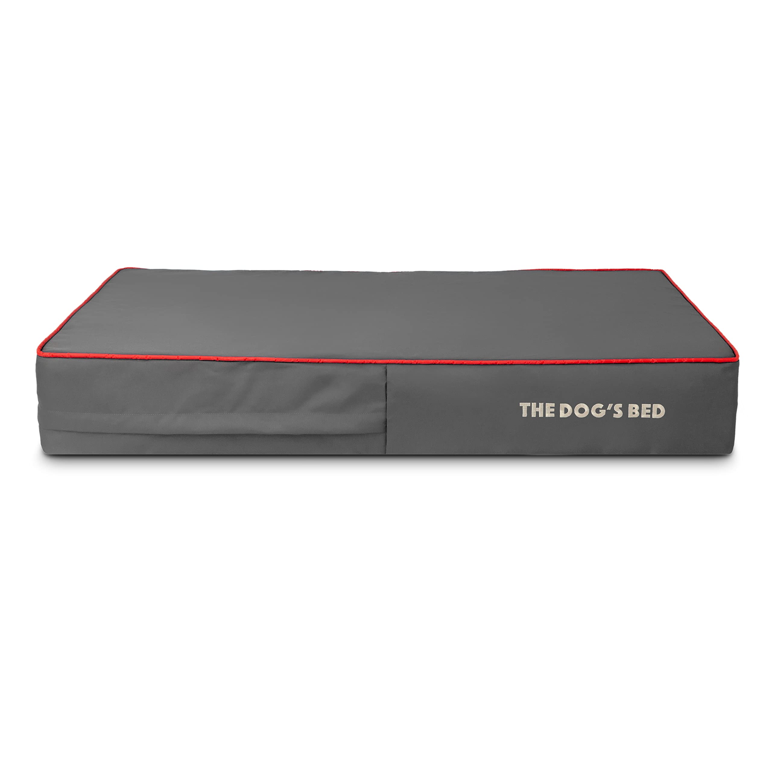 The Dog’s Bed Cover – Replacement Cover, Grey with Red Trim, Large, 15cm
