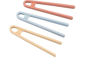 Evenpop 3 Pcs Silicone Mini Tongs 5.5 Inch 3 Colors Small Toddler Tongs, Silicone Toddler Tong for Fine Motor Skills Preschool Sensory Toys and Accessories