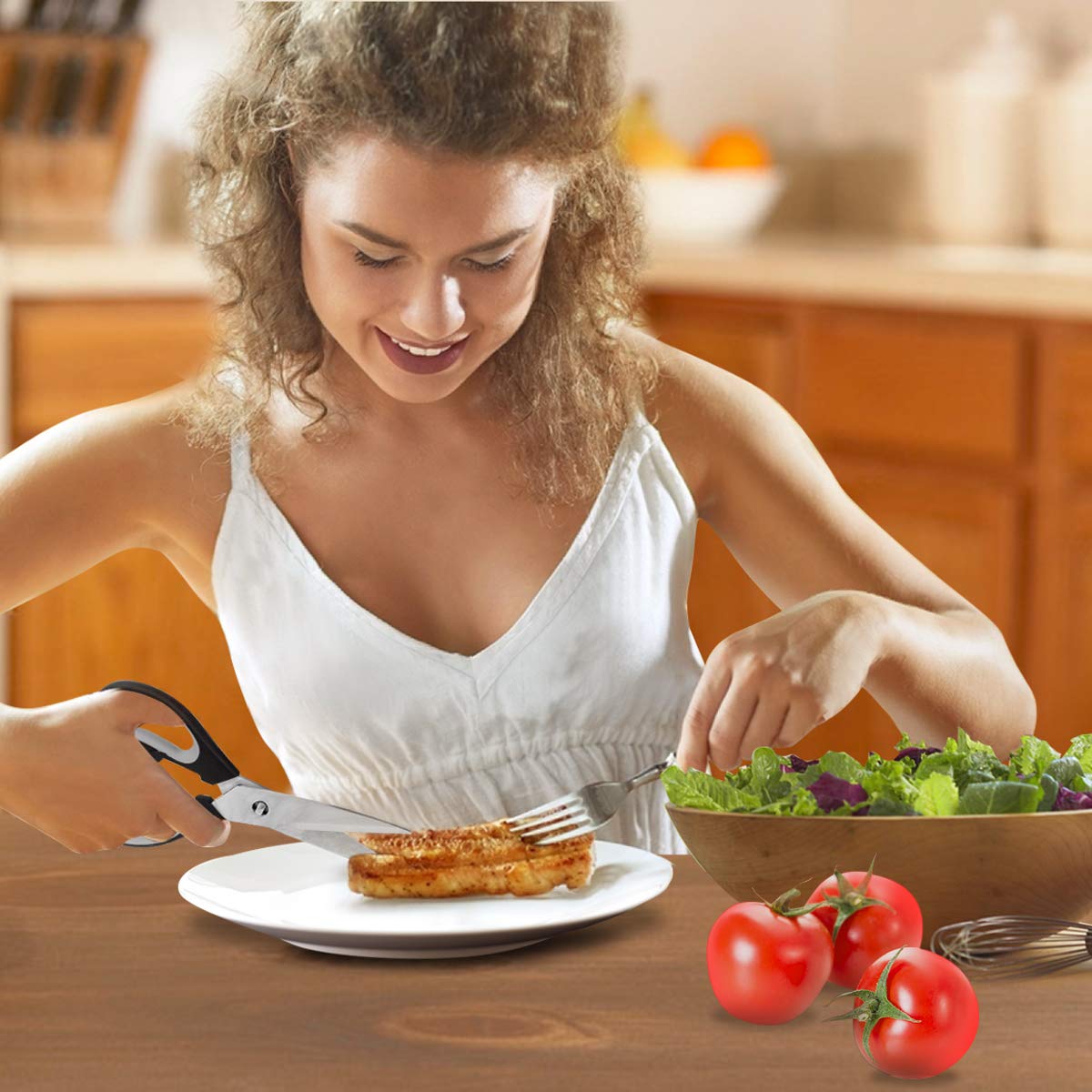 Kitchen Scissors, CUSIBOX Multifunction Come-Apart Kitchen Shears, Heavy Duty Scissors for Herbs, Chicken, Meat and Vegetables, Black