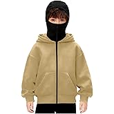 IEPOFG Boys Girls Balaclava Hoodie Winter Double Layer Hooded Sweatshirt Sports Jacket Full Zip Warm Outerwear Coats for Kids