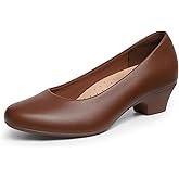 DREAM PAIRS Women's Chunky Closed Toe Dress Low Block Heels Comfortable Slip On Work Pumps Wedding Casual Shoes