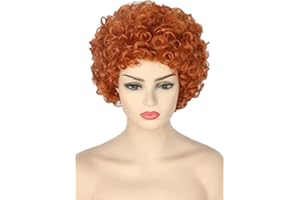 Topcosplay Unisex Reddish Brown Short Curly Afro Wig Halloween Costume Cosplay Party Wigs