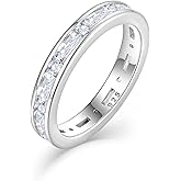 VA JENT Eternity Ring 925 Sterling Silver Baguette Cut Cubic Zirconia Stackable Rings Wedding Bands Engagement Ring for Women,Size 5-10