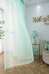 PHILEASY Window Sheer Light Green Curtains 63