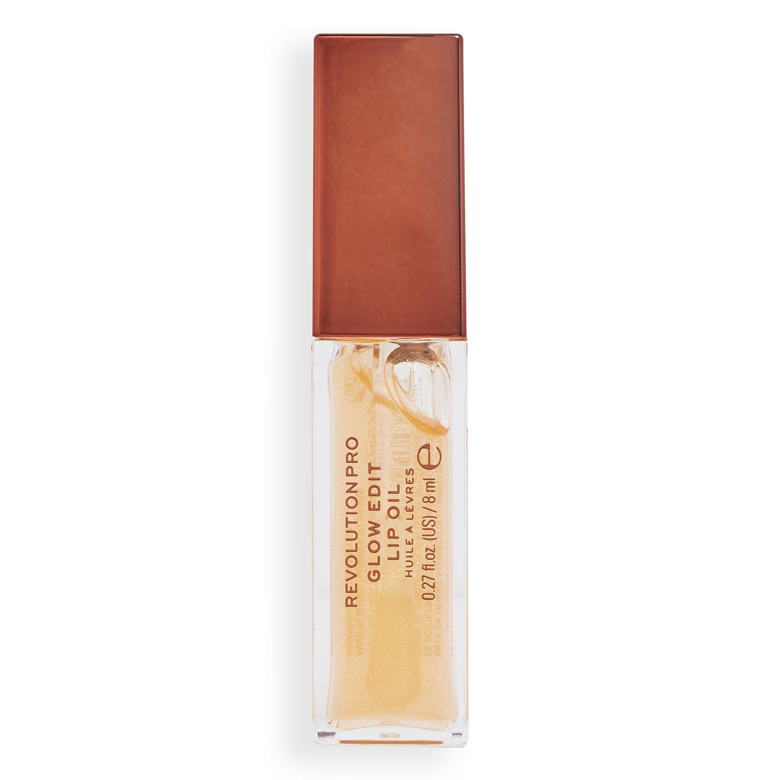 Revolution Pro, Glow Edit Shimmer Lip Oil, Non-Sticky & Hydrating Formula, Contains Vitamin E, Glossy Finish, Forever Orange, 8ml