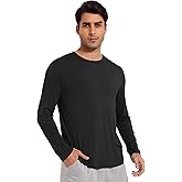 WiWi Viscose from Bamboo Men's Long Sleeve Tees Sun Protection Athletic Crew Neck Shirts for Pajamas S-XXL