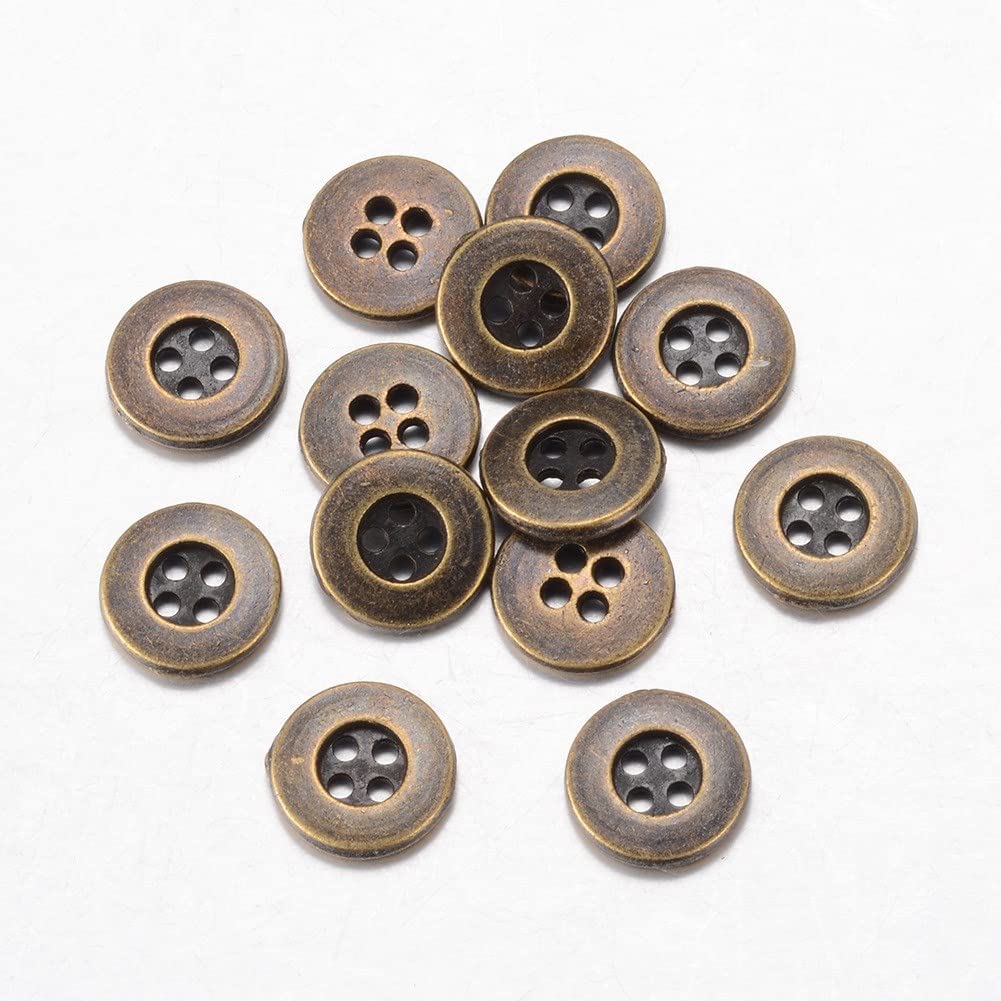 20 Bronze Ridged 25mm Round Sewing Buttons with 4 Holes