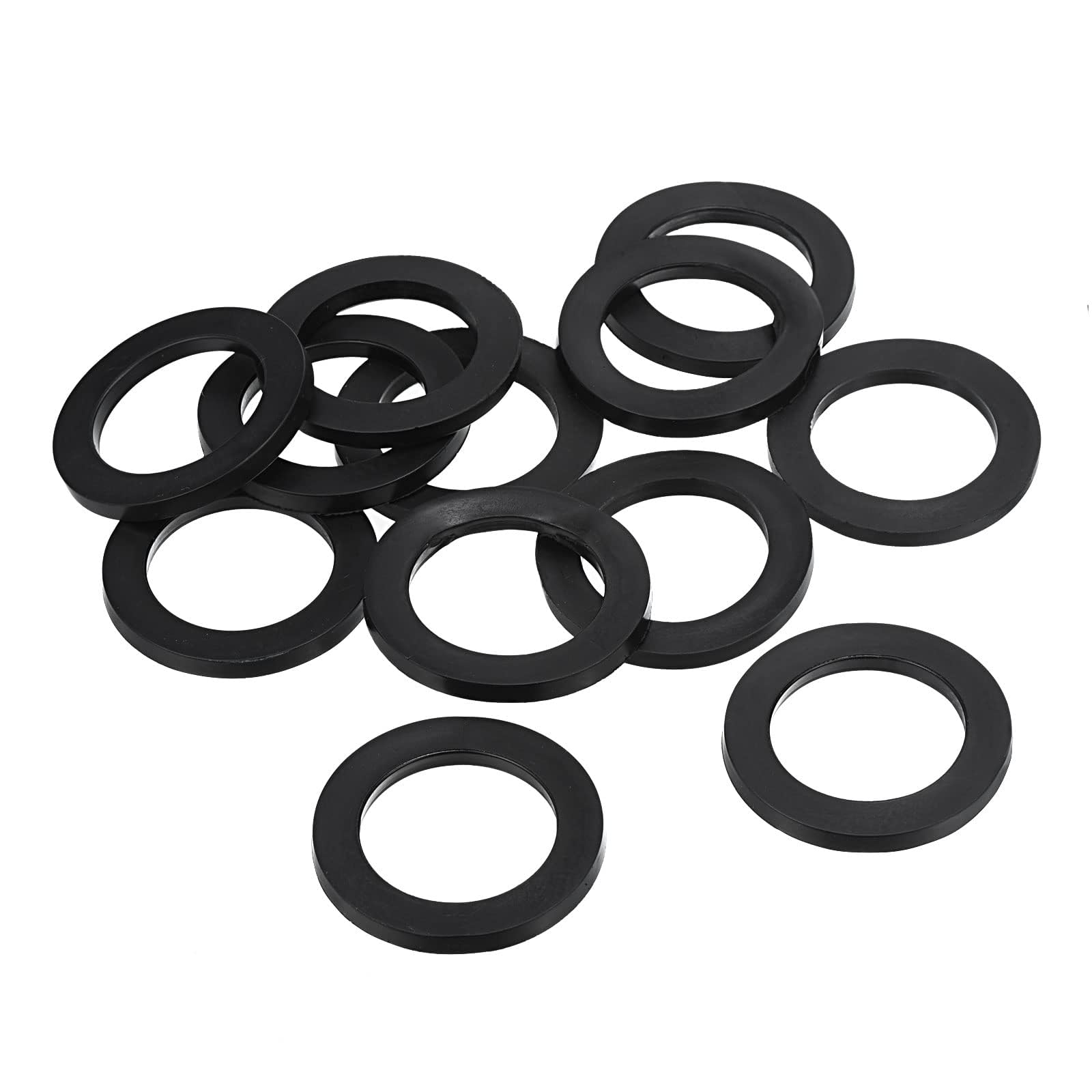 TOP-VIGOR 12Pcs Rubber Flat Washers, 46mm OD 32mm ID 4mm Thickness Heavy Duty Black Rubber Grommet Vibration Damping Pads Sealing Gasket Washers for Faucet Pipe Water Hose Fastener Bolt