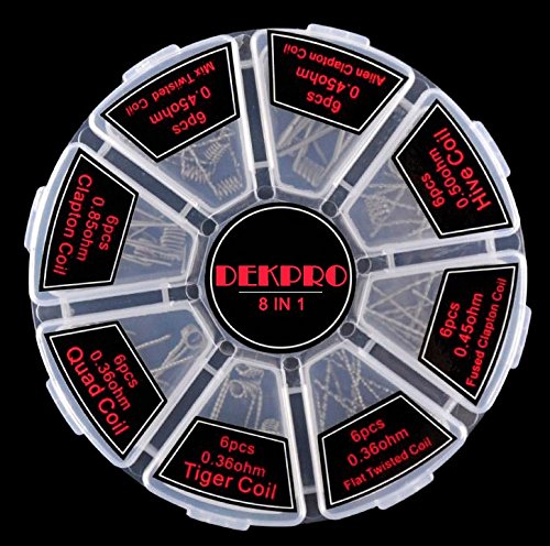 Kole Pre-compiled Vape Coil Kit 8 in 1 Quad Hive Twisted Welded Clapton Coil with Box