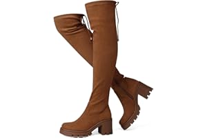 CELLENZ Women Thigh High Boots: 3 Inch Chunky Heel Tall Boot - Platform Over The Knee Boots, 2025 Fashion Trendy Side Zipper Fall Winter Round Toe Long Boot