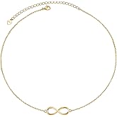 DAOCHONG S925 Sterling Silver 18k Gold-Plated Infinity Choker Short Dainty Necklace for Women Jewelry