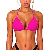 OZICERD String Bikini Tops for Women Bathing Suit Swim Tops Sexy Triangle Bikini Top Black