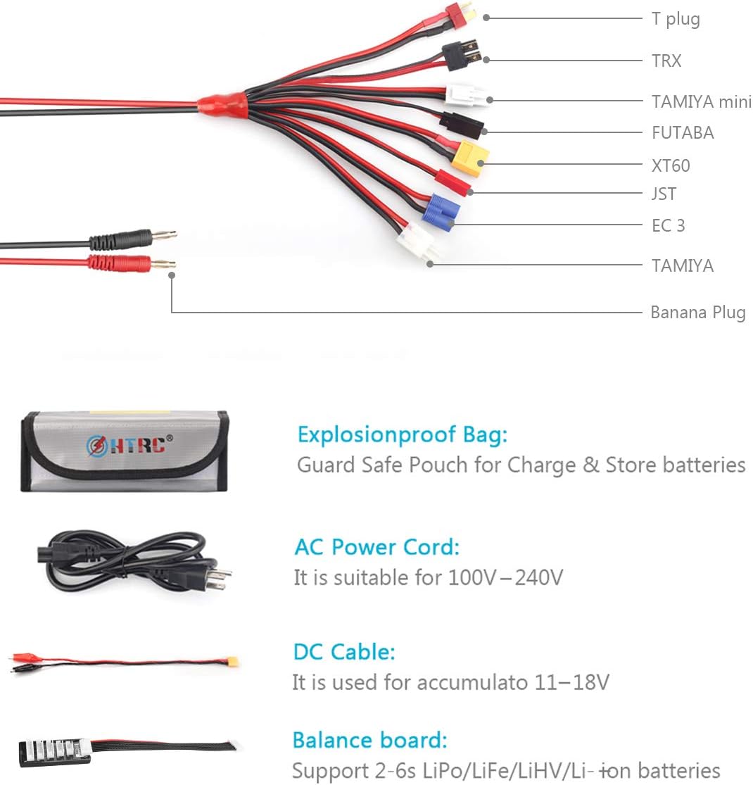 HTRC LiPo Charger RC Battery Balance Discharger 150W 10A 1-6S AC/DC C150 for NiCd Li-ion Life NiMH LiHV PB Smart Battery (Black): Toys & Games