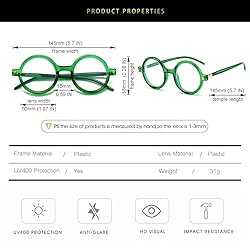 Gleyemor Retro Round Blue Light Glasses for Men