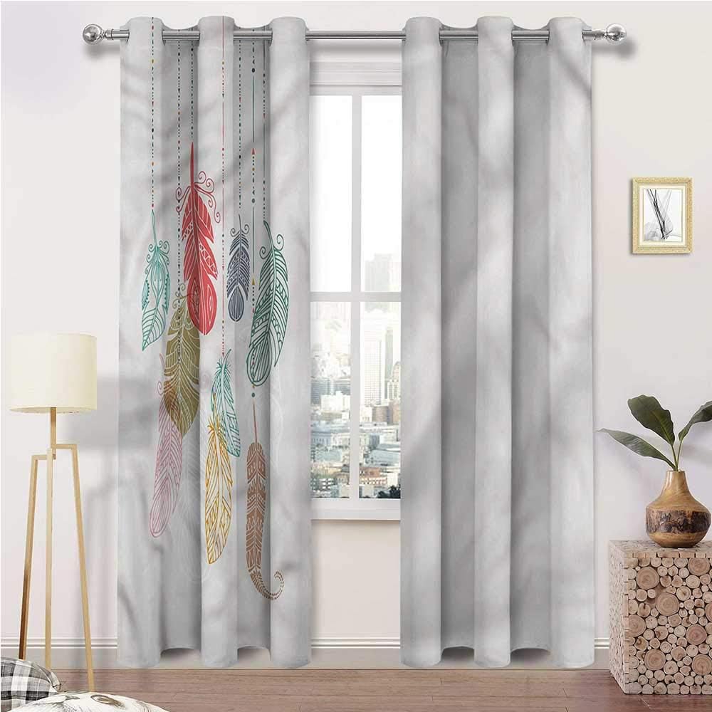 prunushome Bohemian Blackout Curtains/Drapes Colorful Bird